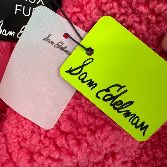 Sam Edelman Faux Fur Curly Oversized Collar Coat Women's Medium Pink NEW $180 - Picture 13 of 16